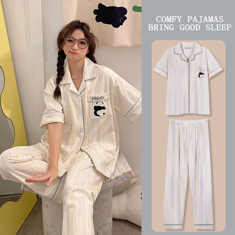 D.M-103 Short-length blue-edge panda cardigan