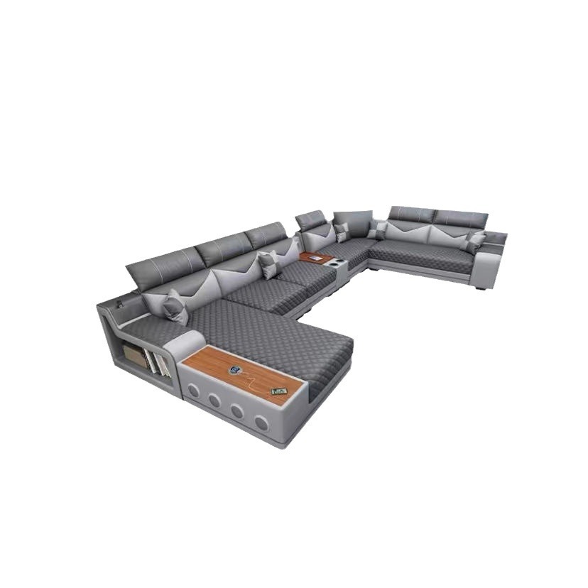 Juego de sofás de tela para sala de estar, sofá esquinero grande en forma de U, sofá moderno minimalista de tela tecnológica, juego de siete piezas.