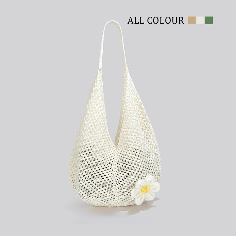 Shoulder Bag Large Capacity Woven Shoulder Armpit Bag Tote Bag Women's New Summer Seaside Leisure Vacation Beach Bag