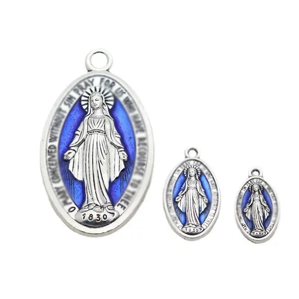 Vintage Metal Jewelry Accessories Oval Mary Necklace Pendant Bracelet Rosary Jewelry Clothing Accessories Hanging Ornaments