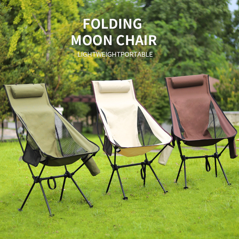 Direct from the Manufacturer: 7075 Moon Chair, Reclining Chair, Outdoor Folding Chair, Portable Cup Holder with Cushion, Available in Three Colors, Cross-Border