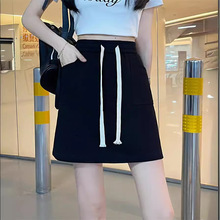 跨境 韩版hiphop超好看A字抽绳短裙女2024夏季学生显瘦百搭半身裙