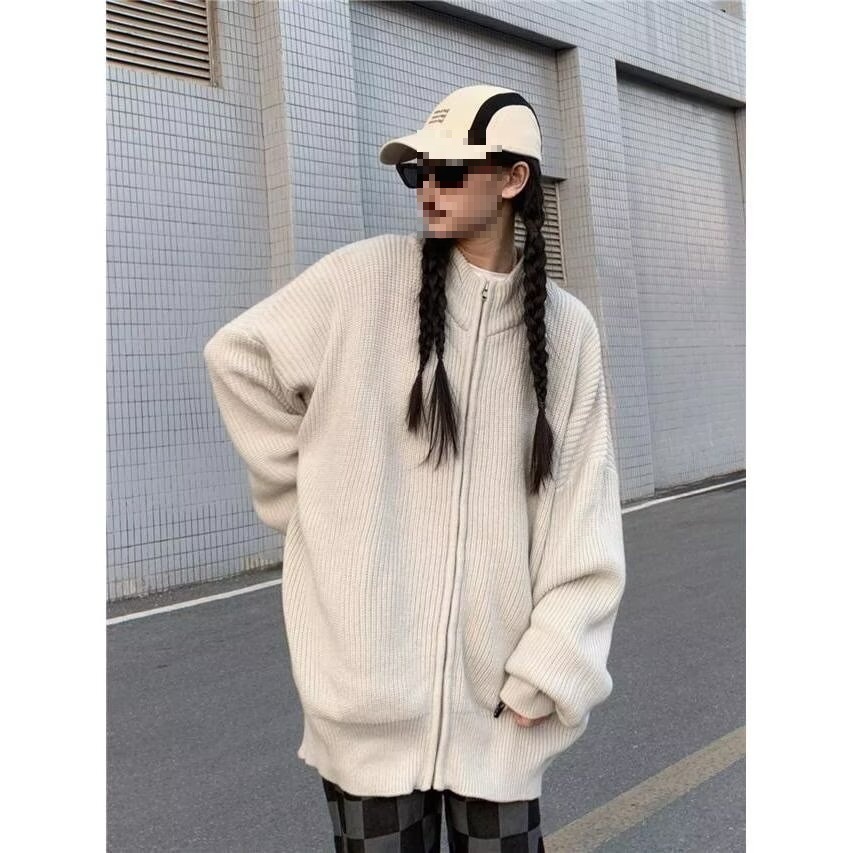 ChicShe ChicShe Style Lazy Couple Knitted Cardigan Sweater For Men Women, Autumn Winter European And American Niche Loose Top Coat Trend_voghion.com