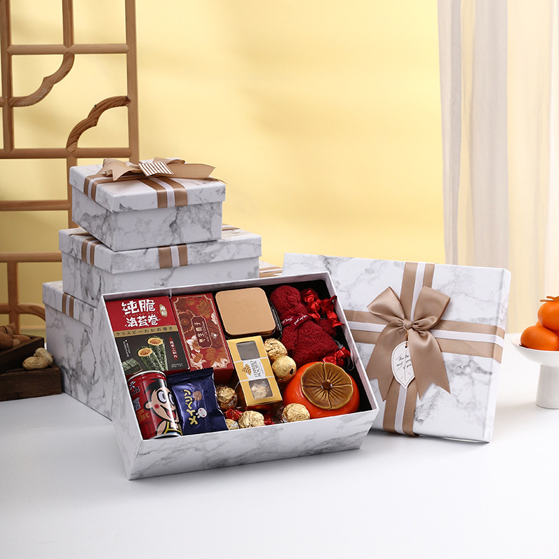 高档商务伴手礼包装盒硬盒蝴蝶结礼品盒手提袋套装现货天地盒批发