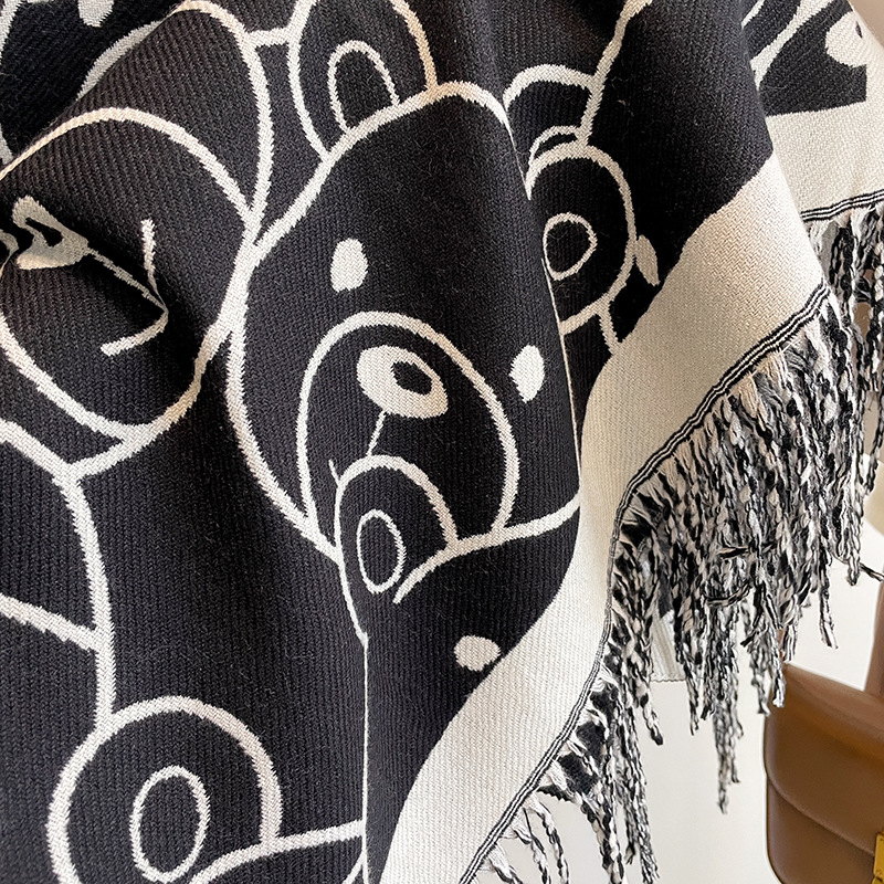  Teddybär-Kaschmirimitat-Schal für Damen im Herbst und Winter, Schal für modisches und warmes Studentenhalsband_voghion.com