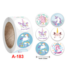 New roll-packed children's animal stickers cute cartoon unicorn self-adhesive holiday decoration gift series