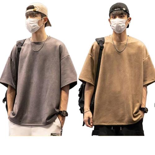 Men's Summer Short Sleeve T-Shirt, Korean Style Trendy Simple Half-Sleeve Top, Hong Kong Style Loose Casual Streetwear Brand T-Shirt