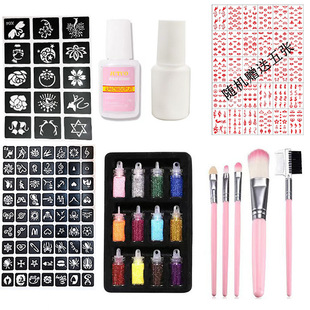 New 12-color glitter children's stage temporary diamond tattoo stickers suit eyebrow stickers tattoo glitter suit