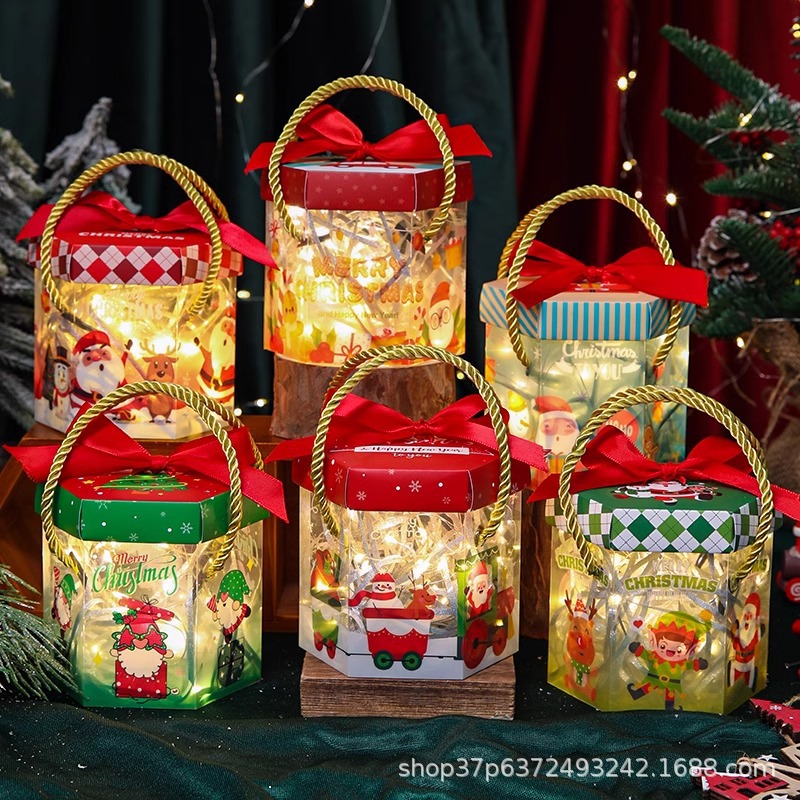 圣诞节苹果盒平安夜礼盒平安果包装盒PVC手提盒小礼品礼物空盒子