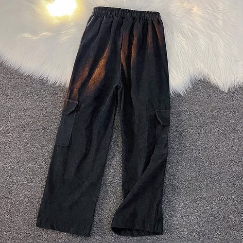 Fall straight corduroy work pants for men and women, unisex loose INS trendy punk cool casual wide-leg sport pants