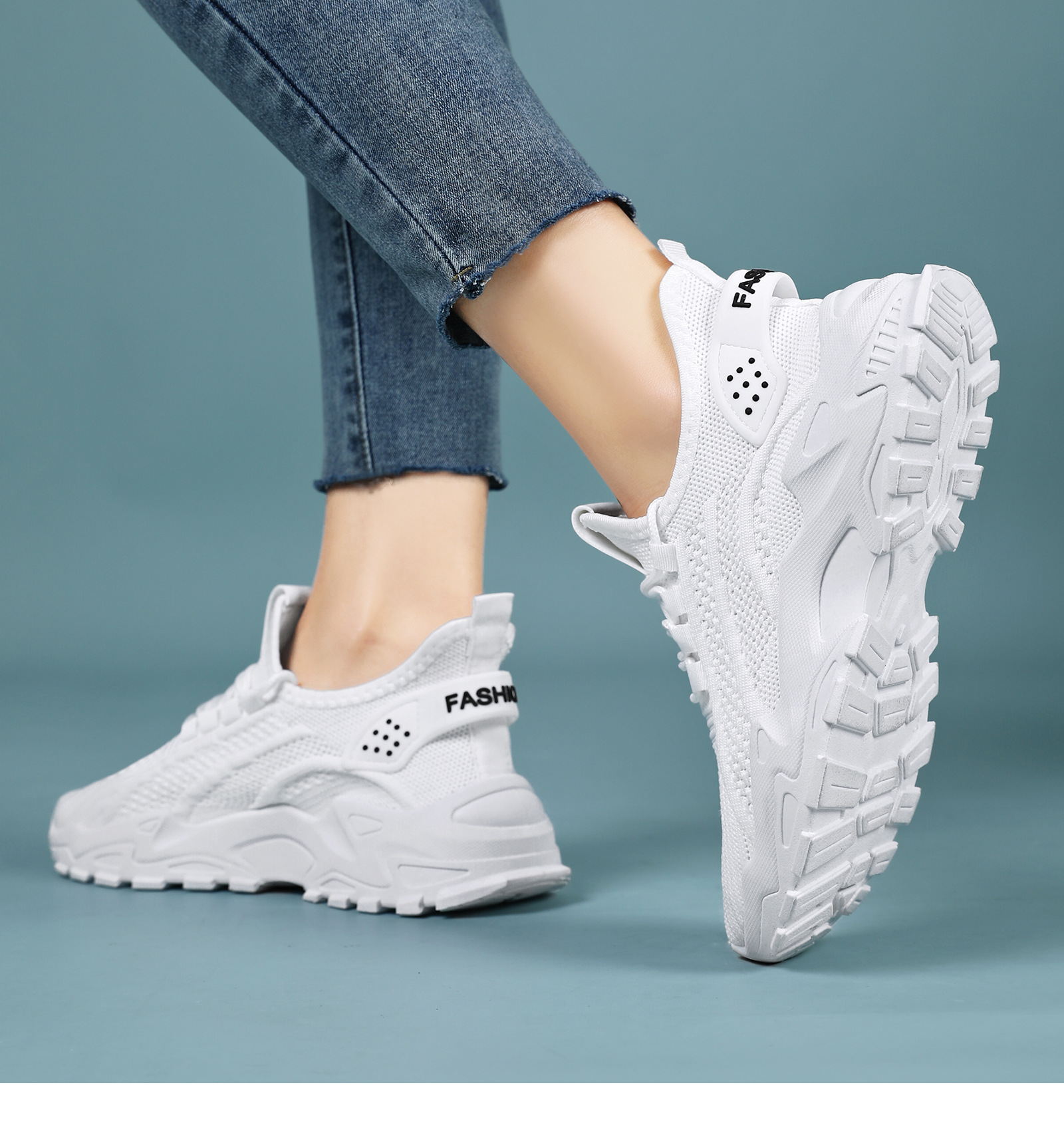 Damen Retro Sneaker Mit Atmungsaktivem Mesh Und Dicker Sohle_voghion.com