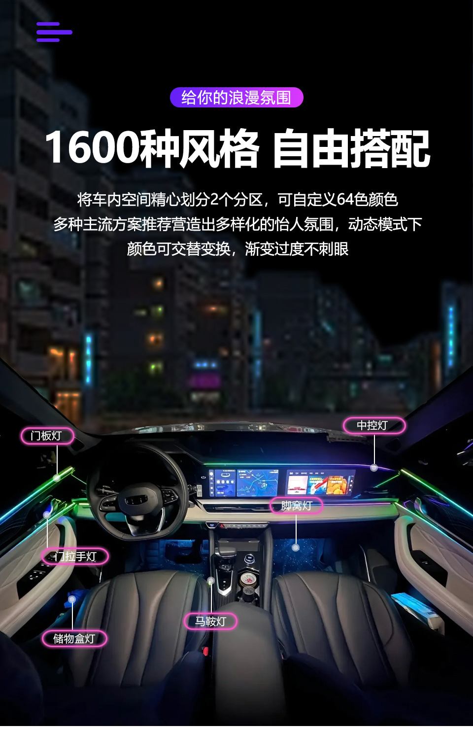 Car ambient lighting suitable for Geely Xingyue L, Grand Koleos, and Monjaro