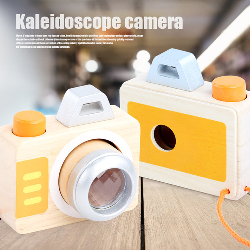 Children's wooden magical bee-eye polygonal lens effect viewing tube, baby toys, simulation camera wholesale manufacturer