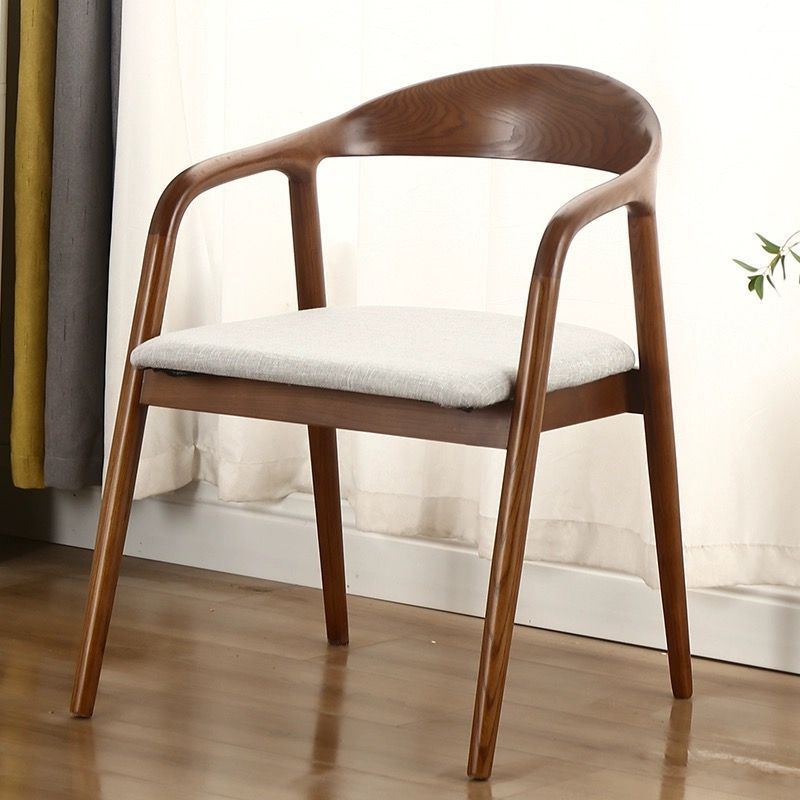 Retro-Style Solid Wood Dining Chair Hiroshima Solid Wood Home Leisure Armchair New Chinese-Style Office Chair with Backrest