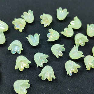 Lily flower bud 11mm acrylic jelly color electroplating bell flower Tulip ancient style DIY accessories bracelet hairpin