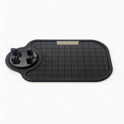 Car Interior Decoration Sticker, Anti-slip mat - checkered-navigation-mat-all-black-black-bracket-grid-rotating-mat