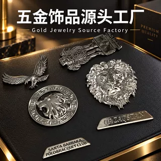 现货新款欧美动物金属标牌狮头装饰章老鹰服饰辅料包包diy五金件