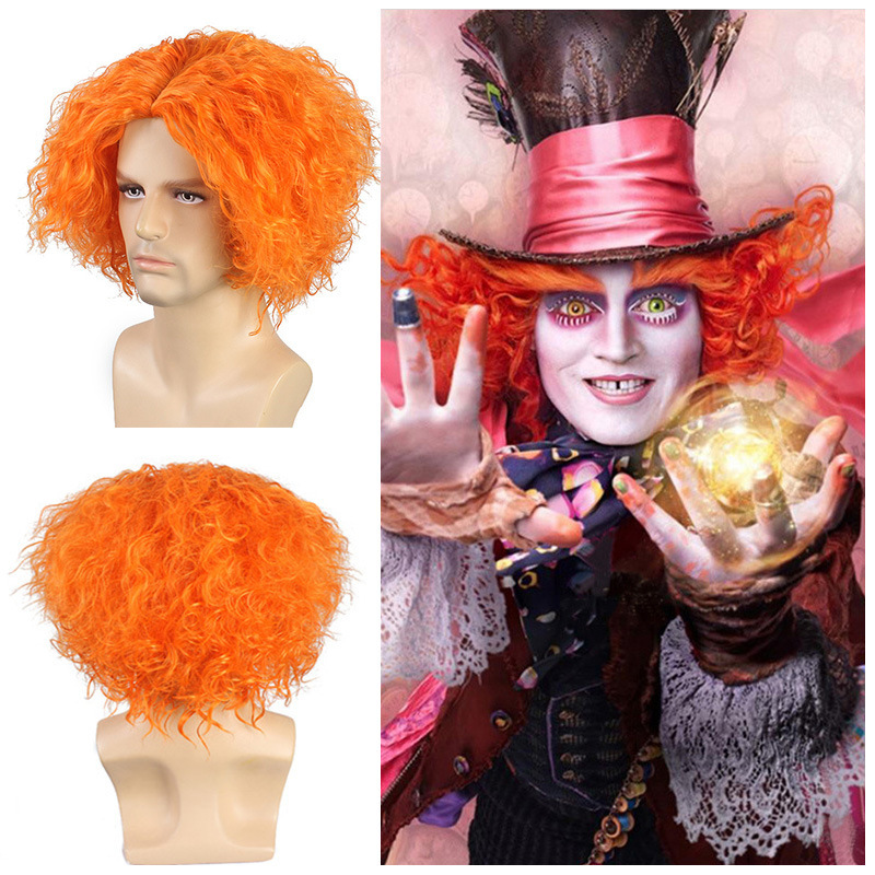 Cosplay Halloween Wig Alice in Wonderland 2: Through the Looking Glass Mad Hatter Middle Part Short Curly Hair Cosplay Halloween Wig Alice in Wonderland 2: Through the Looking Glass Mad Hatter Middle Part Short Curly Hair