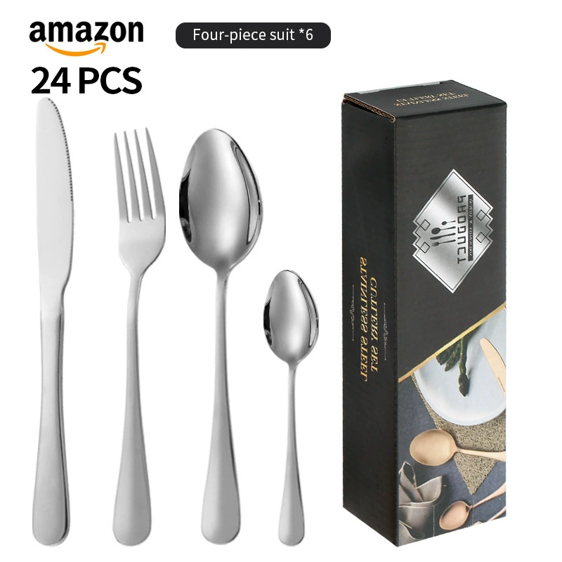 Tableware, set stainless steel, gift box, Amazon, 24 pieces, (Cross-border trading)