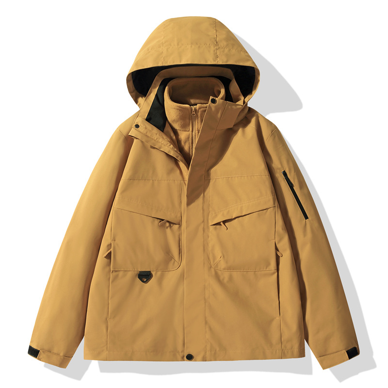 秋冬季新款户外冲锋衣男女同款加绒加厚可拆卸三合一登山滑雪服男