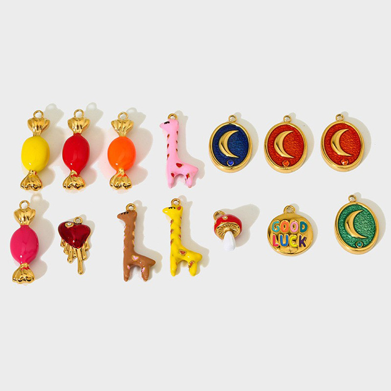 European and American Stainless Steel Accessories for Women, Cute Enamel Pendants, Niche Waterproof DIY Color-Preserving Necklaces, Bracelets, Earrings, and Charms