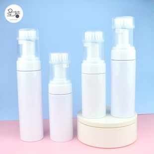 Foam Bottle with Brush for Pressing, Suitable for Cleaning White Shoes and down Jackets with Dry Cleaning Mousse Detergent, Foaming Pet Flat Shoulder Bottle