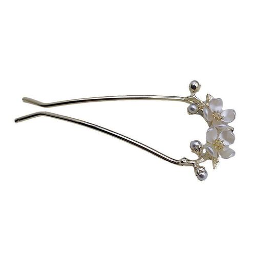 New camellia U-shaped hairpin for women, ancient style, high-end hair style, metal hairpin, Hanfu headdress, hair fork on the back of the head