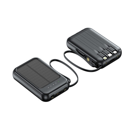 Solar charging treasure with cable 20000 mA mini portable LED lights outdoor emergency mobile power wholesale