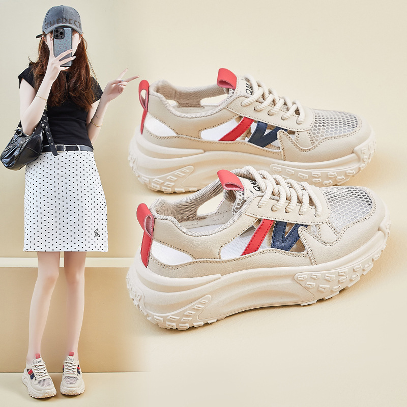 Zapatillas Chunky Caladas para Mujer KT2669 de Malla, PU y Caucho Transpirables para Verano