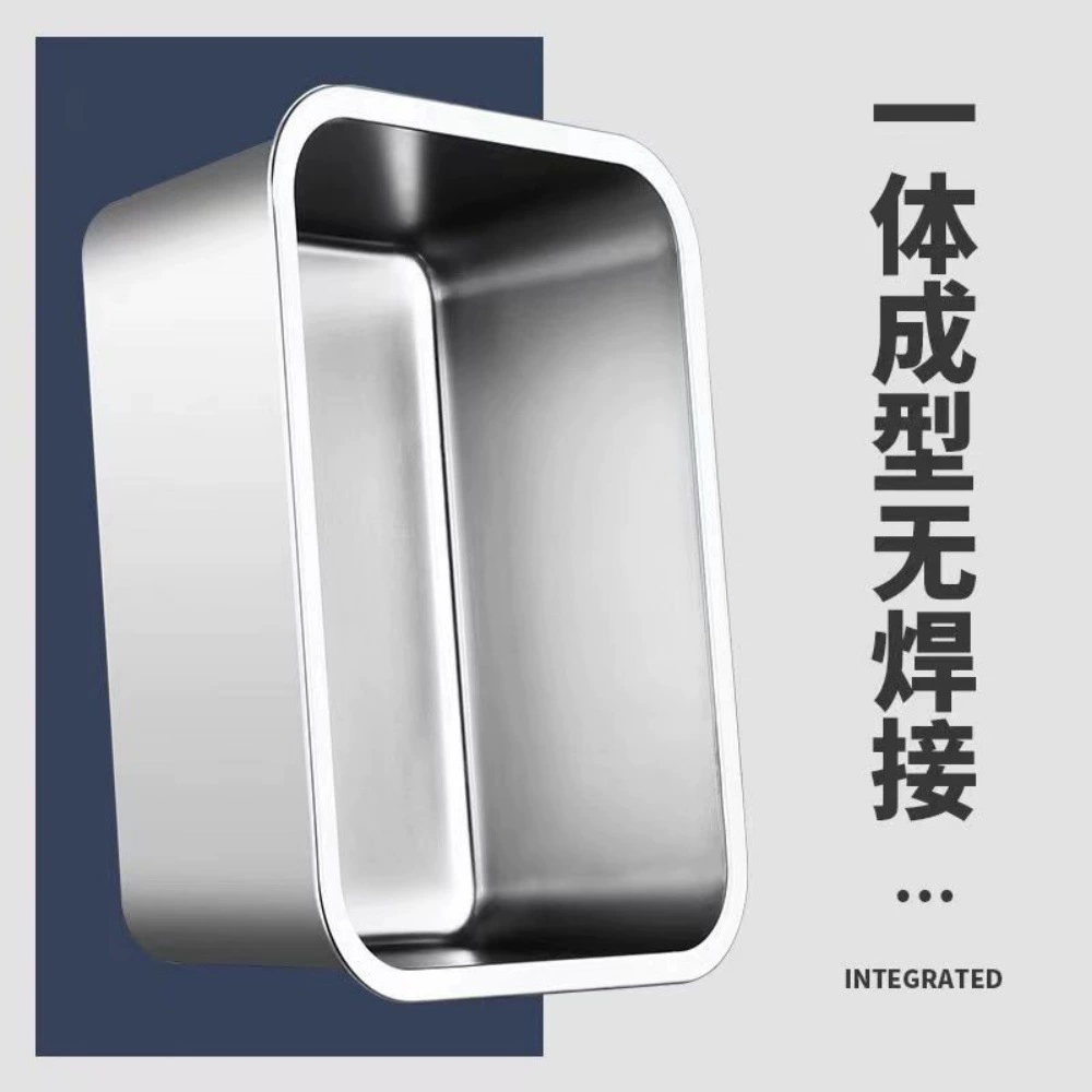 Квадратная раковина из нержавеющей стали без крышки, прямоугольный утолщенный и углубленный поднос, порционная раковина для шведского стола, раковина для риса на пару, раковина для блюд быстрого питания.