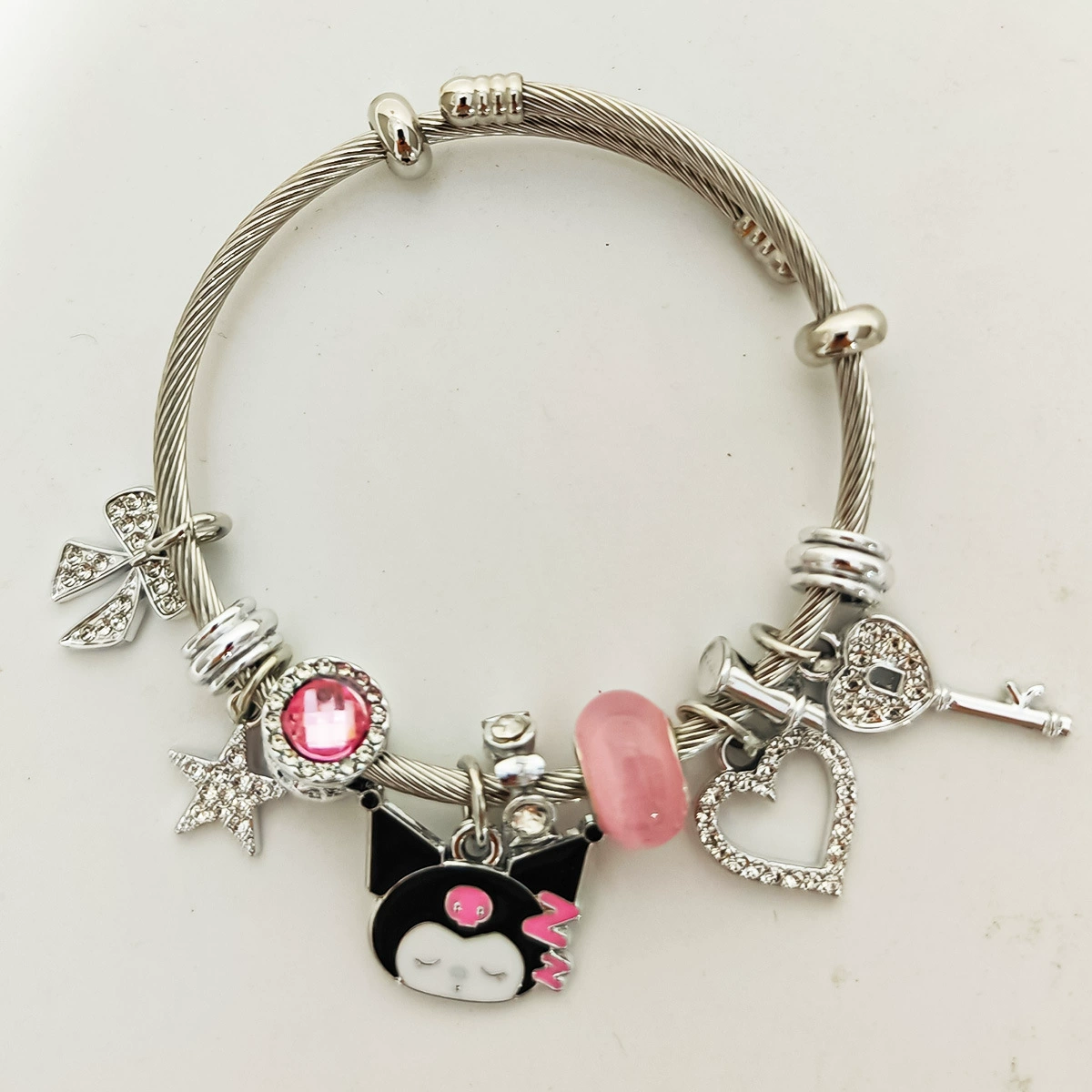 Браслет (Panjia) DIY с крупными отверстиями и подвесками в стиле Hello Kitty, 9×7×3 см