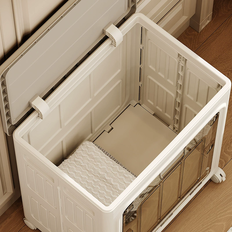 Foldable Storage Box, 56×38×66.5 cm, Single or Double Door, Solid or Transparent