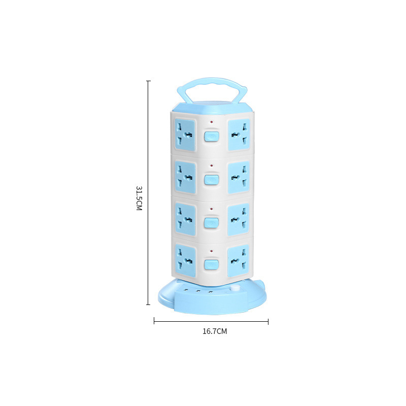 移动式家用多层插排电源插座便携USB多孔充电手提立式插排欧插