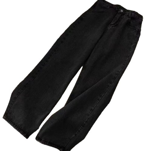 2025 Straight Leg Jeans for Women, Universal Fit, Student Style, Korean Version, Loose and Slimming Wide Leg Pants, Retro Floor-Length Father-in-Law Style Long Pants