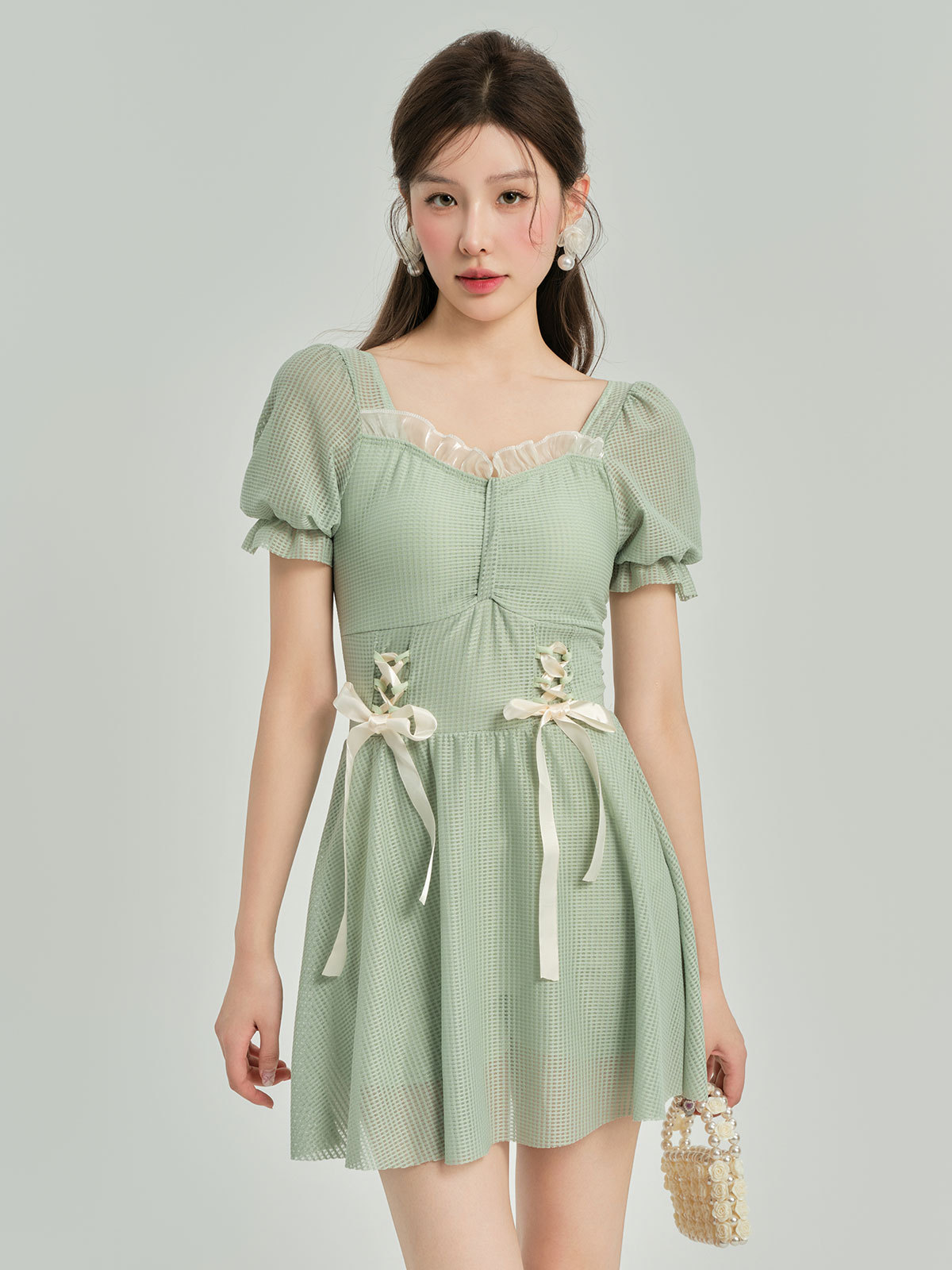 Trajes de baño para mujeres 2024 nuevo estilo Fairy Fan cubre el estómago delgado vestido conservador pequeño gordo tamaño unido trajes de baño de spa