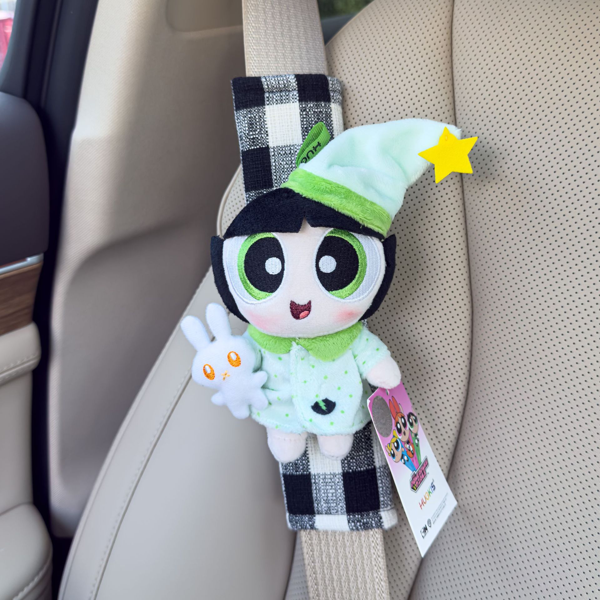 Authentic Powerpuff Girls Plush Doll Car Seat Belt Shoulder Cover Anti-Strangle Belt Car Decoration New Car Goodies
