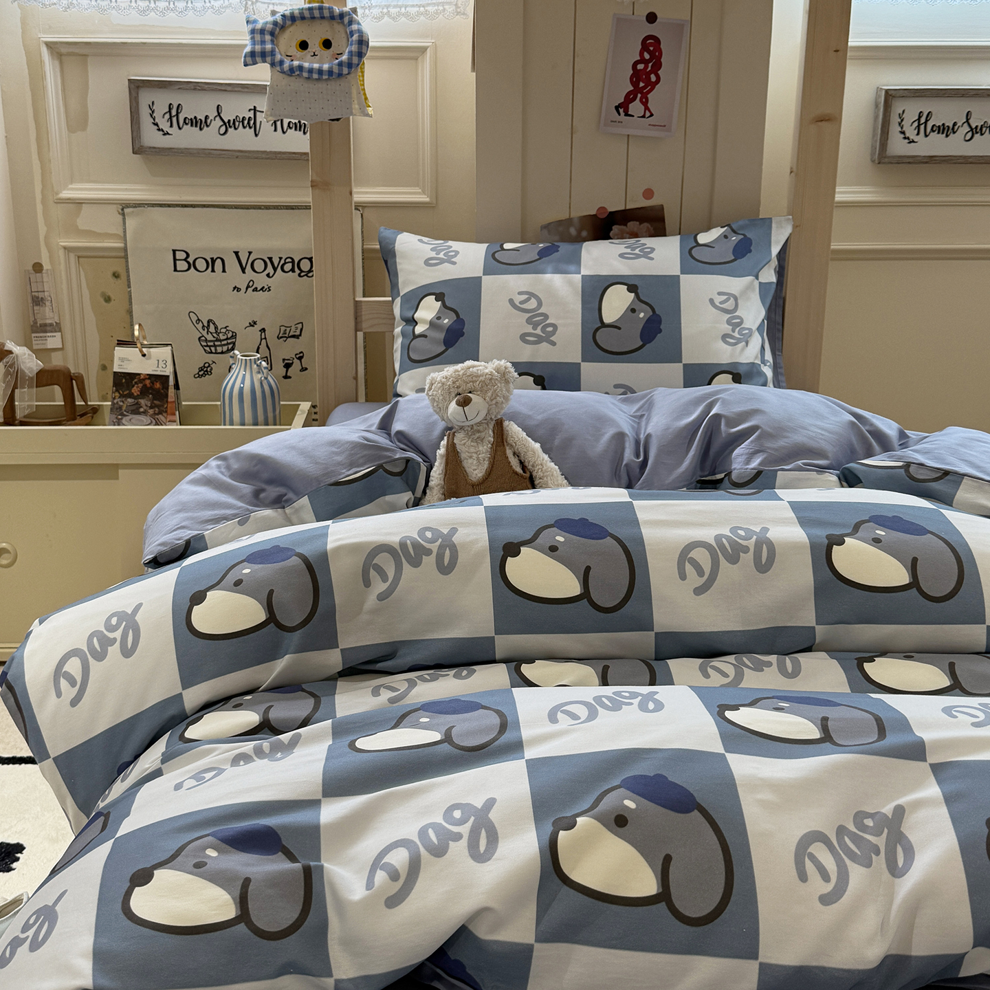 Dormitorio de estudiantes de tres piezas de cama de algodón sábanas de cama de cuatro piezas de cama para estudiantes de secundaria y universidad cama individual para niños