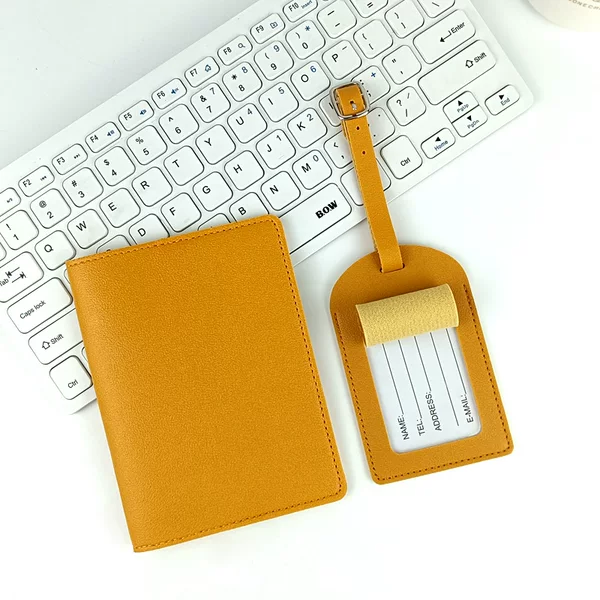 Cross-border in stock boarding pass thick pu leather can be set LOGO passbook holder passbook bag with paper card luggage tag suit