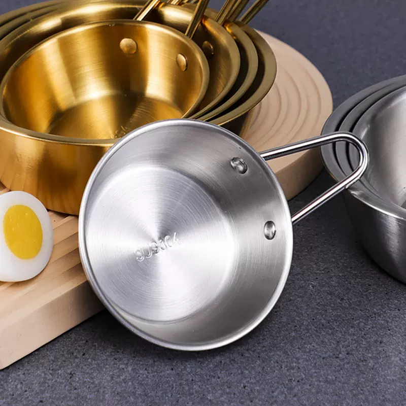 304不锈钢韩式米酒碗金色带把手米酒专用碗料理小吃碗餐厅调料碗