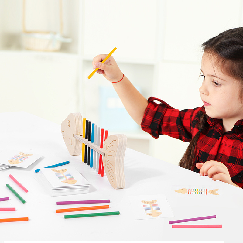 Educación temprana para niños, juego de combinación de espina de pescado, clasificación de colores, entrenamiento de integración sensorial, juguetes de madera de iluminación para niños Montessori
