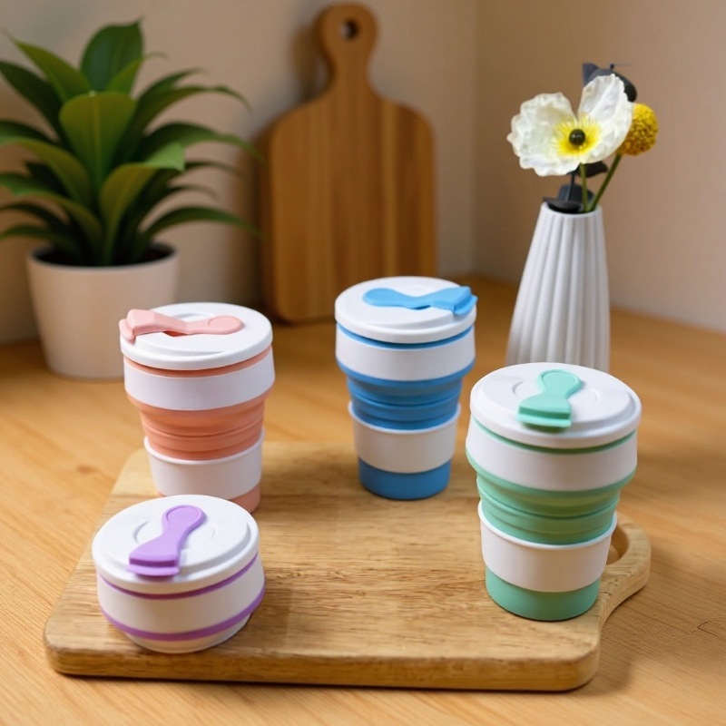 Taza de agua de silicona nórdica, taza plegable portátil al aire libre, taza de oficina, taza de café de alto valor facial