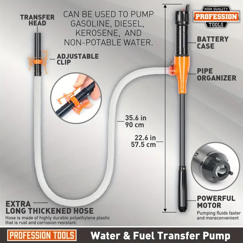 New Car Oil Pump, Efficient and Labor-Saving Electric Oil Extractor, Portable Outdoor Emergency Refueling Pipe Water Pump