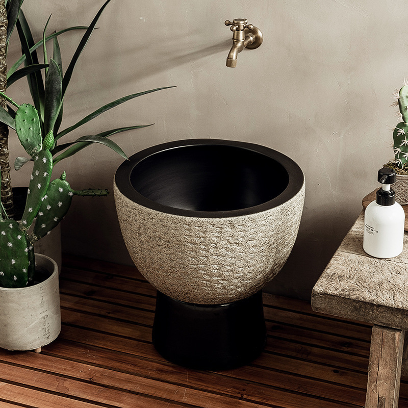 Jingdezhen Outdoor Pool Mop, Pool Mop, Balcony Household Bathroom Courtyard Floor Mop Basin Outdoor Sink