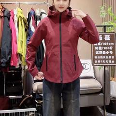 春秋大码欧洲站冲锋衣外套女时尚收腰连帽休闲棒球服高腰风衣