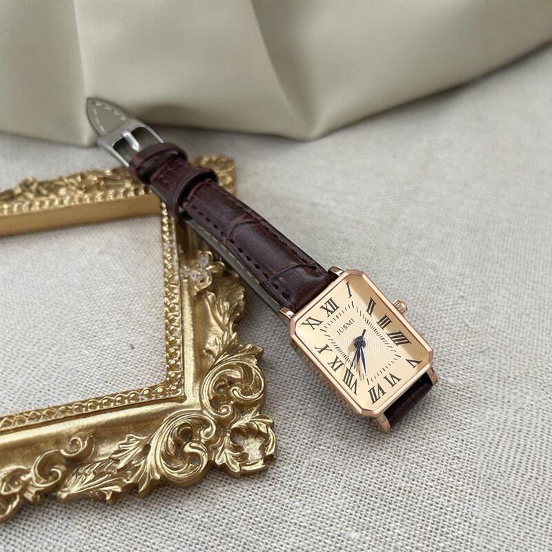 New Square Roman Scale Simple Casual Belt Watch Quartz Student Small Women's Watch Tiktok