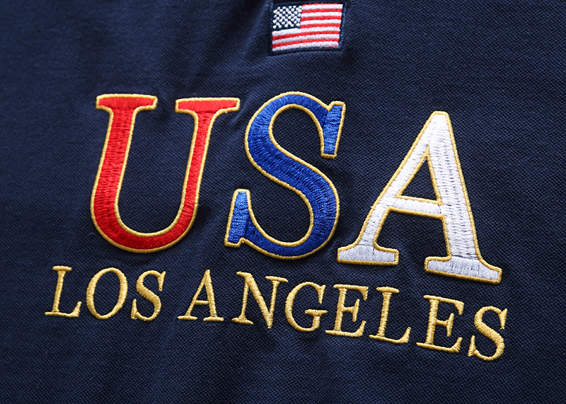 Men's Polo Shirt White Cotton With Eagle Embroidery For Men_voghion.com