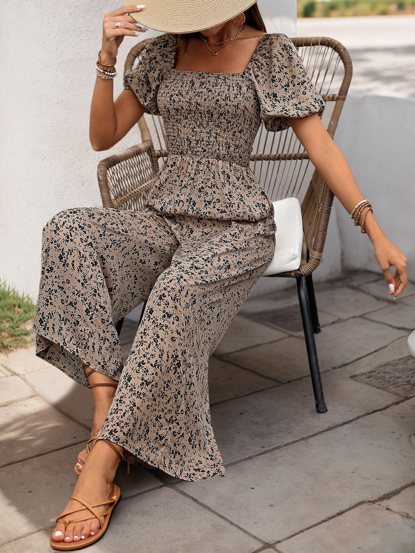 Fashion Women's Wide-leg Pants Printed Jumpsuit Image 10