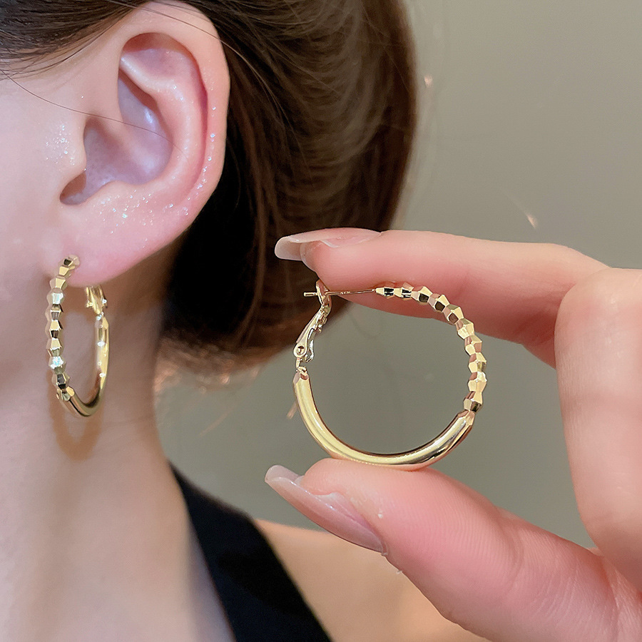 Pendientes ovalados simples de aguja de plata Pendientes de tendencia de personalidad transfronteriza europea y americana Pendientes de diseño de todo fósforo de nicho al por mayor