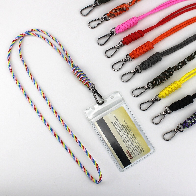Cross-Border Hand-Knitted Work Id Badge Factory Brand Hanging Neck Lanyard Id Multi-Color Paracord Student Card Bus Key Headphones