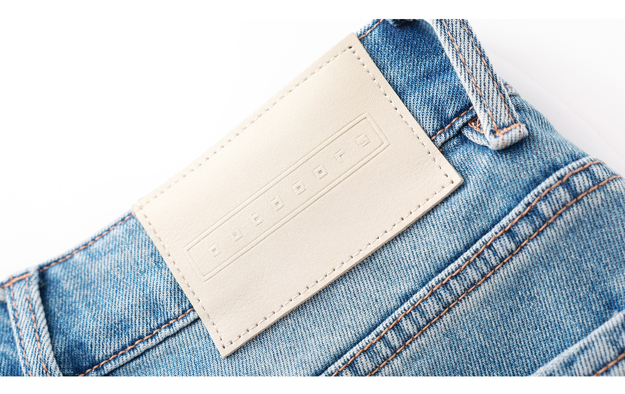 Quần jean nữ ống rộng chất liệu cotton phối lụa, thêu bướm đính kim cương — xanh lam chi tiết 32